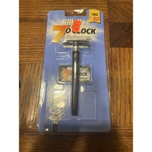 Gillette Sterling 7o'clock Double Edge Travel Safety Razor w 1 Platinum Blade